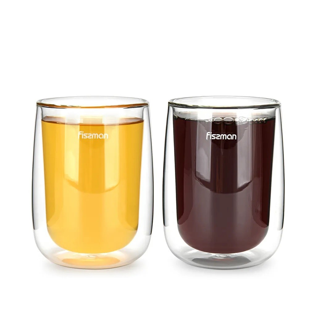 Комплект из двух стаканов Fissman BONBON 350 мл жаропрочное стекло с двойными стенками (6448)