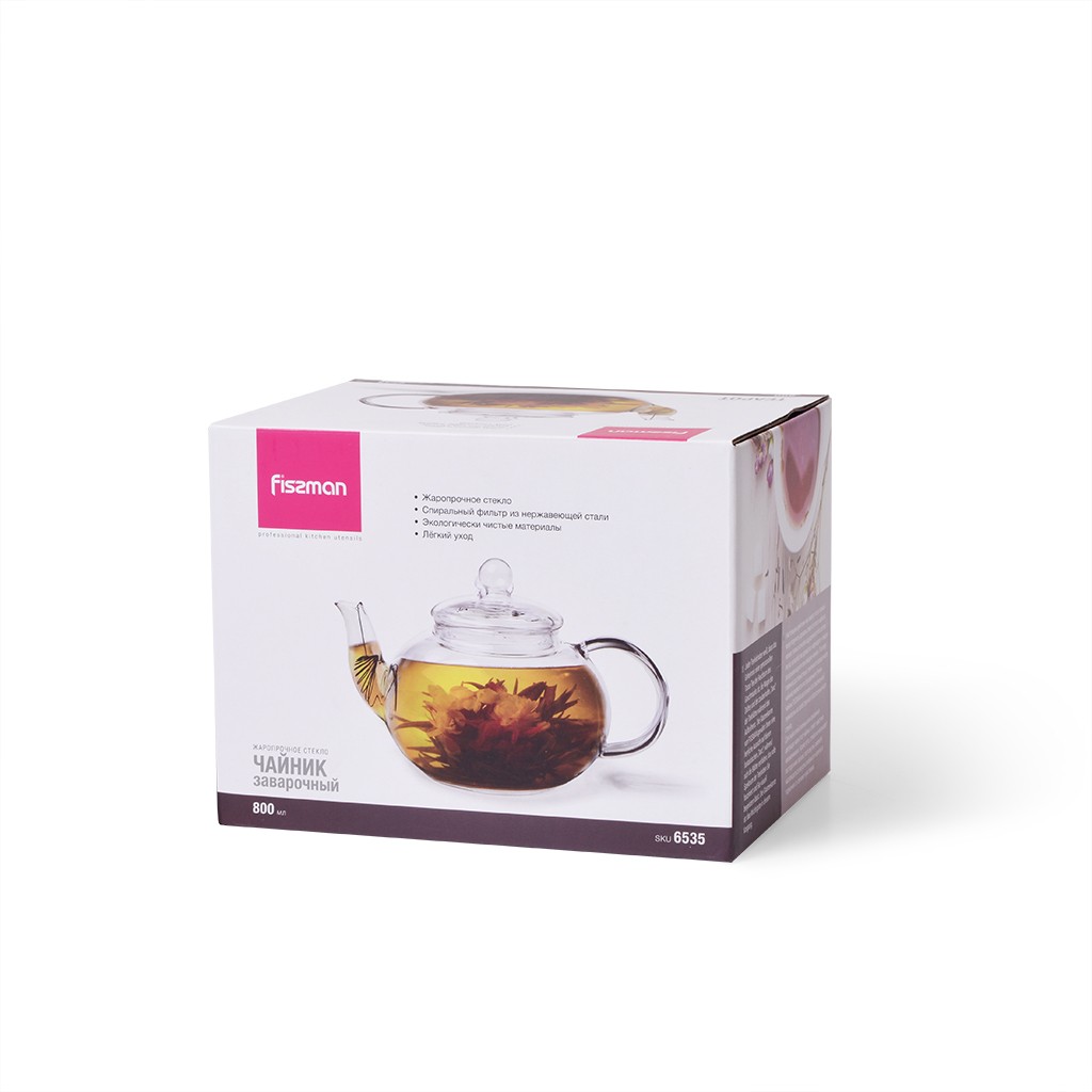 Заварочный чайник Fissman 800 мл со стальным фильтром (6535)