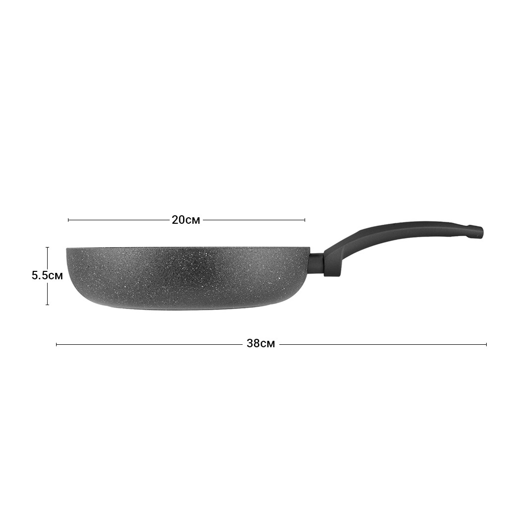 Глубокая сковородка для жарки Fissman GREY STONE 20x5,5 см (4972)