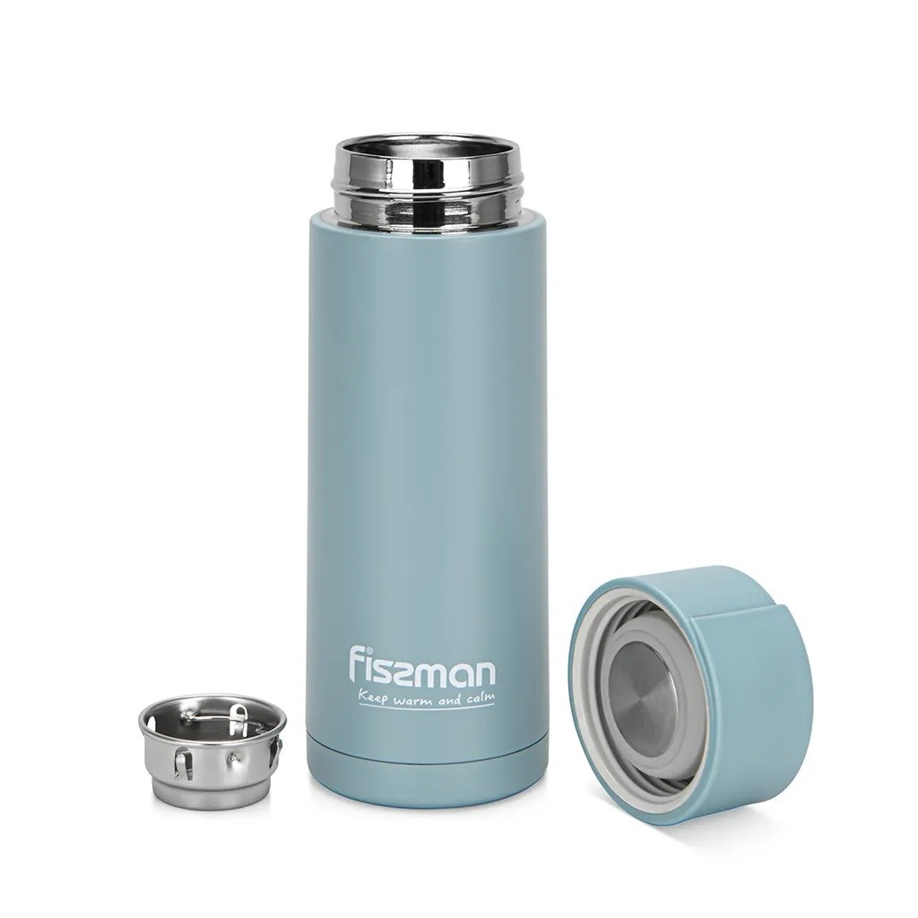 Термос Fissman 390 мл колір голубий нержавіюча сталь (9867)
