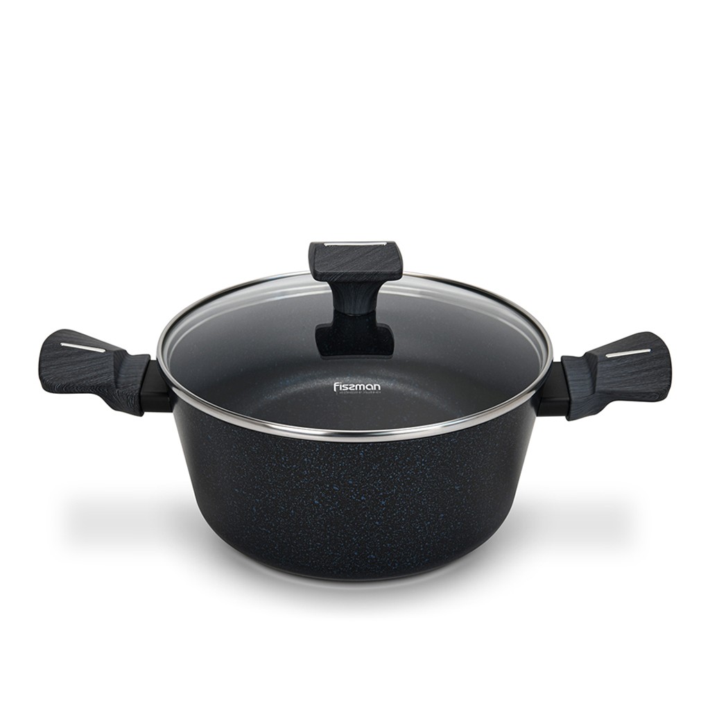 Кастрюля Fissman FERRO 24x11,5 см/4,43 л со стеклянной крышкой алюминий с антипригарным покрытием. (14525)