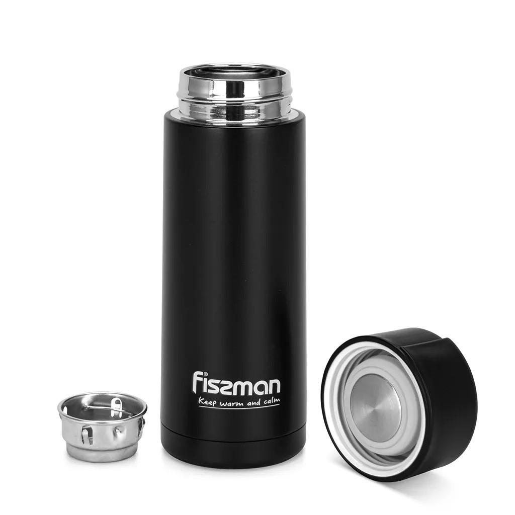 Термос Fissman 390 мл колір чорний нержавіюча сталь (9866)