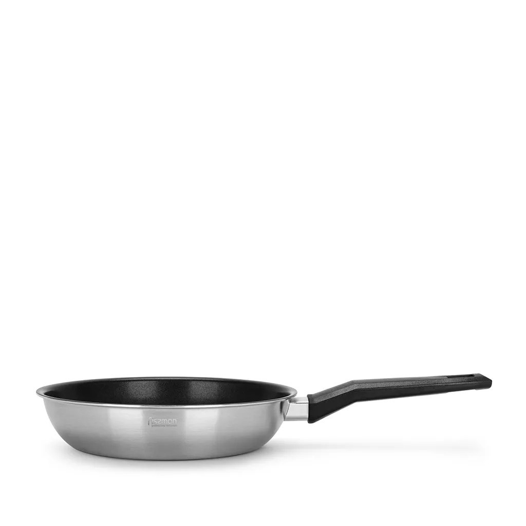 Сковорідка для жарки Fissman STEEL PRO 24x5,5 см нержавіюча сталь з антипригарним покриттям (5458)