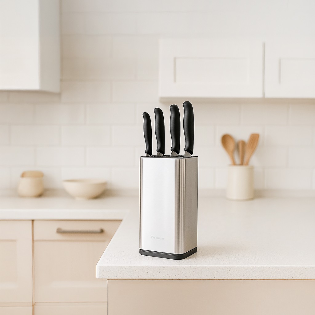 Подставка для кухонных ножей Fissman 10,5x10,5x23 см нержавеющая сталь (12888)