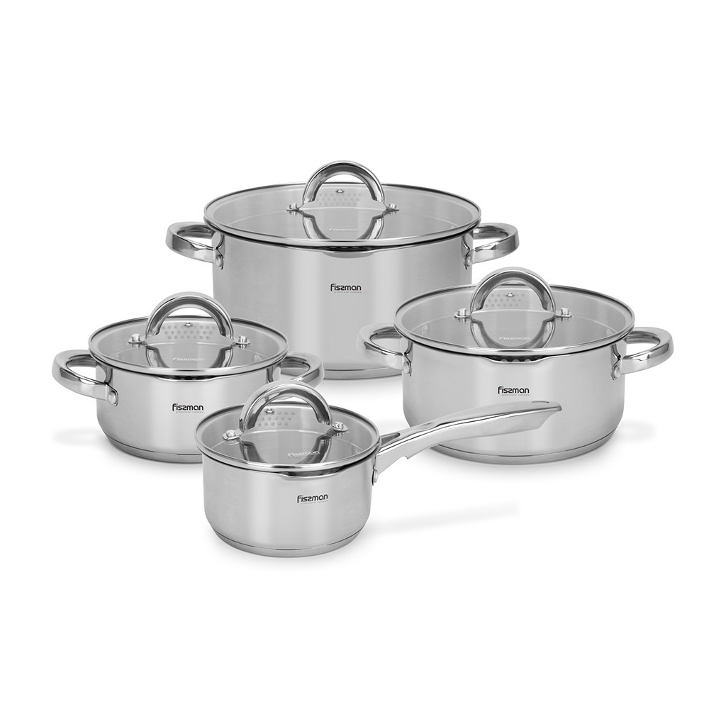 Набор посуды Fissman FEDERICA приметов со стеклянными крышками нержавеющая сталь (5399)