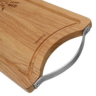 Разделочная доска Fissman с металлической ручкой 32,5x20x1,8 см гевея (18076)