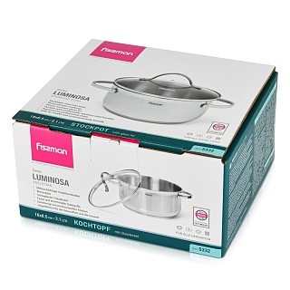 Кастрюля со стеклянной крышкой Fissman LUMINOSA 18x8,5 см на 2,1 л (5332) Кастрюля со стеклянной крышкой Fissman LUMINOSA 18x8,5 см на 2,1 л (5332)