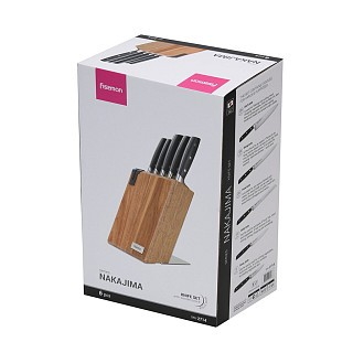Набір ножів 6 придметів Fissman NAKAJIMA в дерев`яній підставці 420J2 сталь (2714)