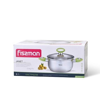 Кастрюля со стеклянной крышкой Fissman JANET 24x13,5 см на 6,1 л (5442) Кастрюля со стеклянной крышкой Fissman JANET 24x13,5 см на 6,1 л (5442)