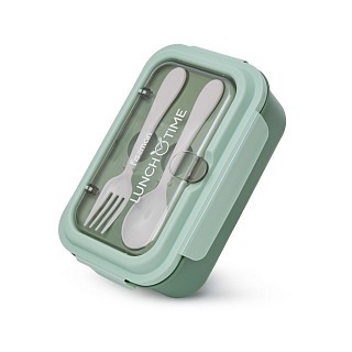 Ланч-бокс Fissman с двумя отделениями 20,5х13,5х7,8 см 800 мл, цвет зеленый нержавеющая сталь (16756)