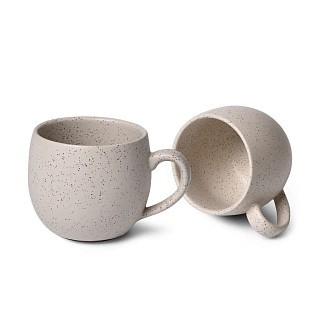 Комплект из двух кружек Fissman 320 мл керамика белый песочный (9519) Комплект из двух кружек Fissman 320 мл керамика белый песочный (9519)