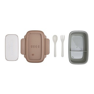 Ланч-бокс Fissman з двома відділенням 19,7х14х8,2 см 850 мл, колір коричневий пластик (16752)