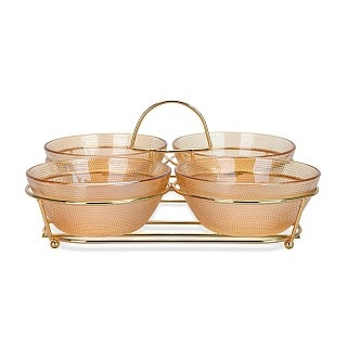 Мінажниця Fissman 24x24x13 см на металевій підставці 4 секції по 350 мл скло (16395)