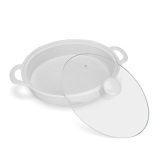 Овальная форма для запекания Fissman 28х22,5х 6,5см / 1,6л. со стеклянной крышкой фарфор (14158)