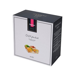 Мінажниця Fissman 24x24x13 см на металевій підставці 4 секції по 350 мл скло (16395)