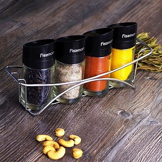 Набір для приправ Fissman 4x100 мл на підставці скло (6431)