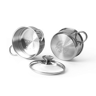 Каструля Fissman BAMBINO 14x7,0 см/1,1л з вставкой для варіння на пару 14x6,5 см (5275)