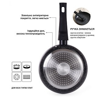 Сковорідка для смаження Fissman FIORE 24x4,9 см зі знімною ручкою (14293)