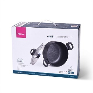 Каструля Fissman PROMO 24x11см / 4,6л зі скл. кришкою з індукц. Дном (14993)
