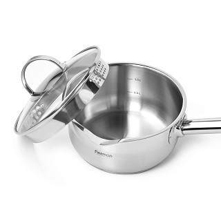 Ківш Fissman CALLISTO 16x8 см нержавіюча сталь 1500 мл зі скляною кришкою (5205)