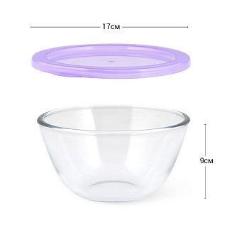 Миска Fissman 17x9 см скло 1050 мл з кришкою (6527)