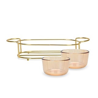 Мінажниця Fissman 26x10,5x5,7 см на металевій підставці 2 секції по 240 мл скло (16390)