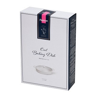 Овальная форма для запекания Fissman 28х22,5х 6,5см / 1,6л. со стеклянной крышкой фарфор (14158)