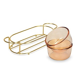 Мінажниця Fissman 26x10,5x5,7 см на металевій підставці 2 секції по 240 мл скло (16390)