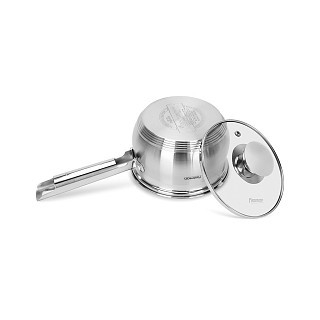 Ковш Fissman FELINA 14x8,5 см/1,1 л со стеклянной крышкой нержавеющая сталь (5497)