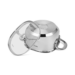 Кастрюля Fissman EXCLUSIVE PRO 20x10 см/3,0 л со стеклянной крышкой нержавеющая сталь (5541)