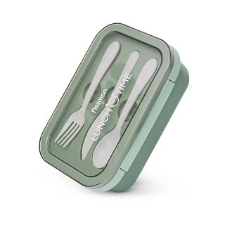 Ланч-бокс Fissman з двома відділенням 20,5х13,5х7,8 см 800 мл, колір зелений нержавіюча сталь (16758)