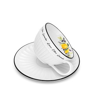 Набір з 2-х кухлів Fissman PROVENCE 250 мл з блюдцями порцеляна (13618)