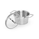 Каструля Fissman TIERNO 16x9,5 см / 1,5 л зі скляною кришкою нержавіюча сталь (5489)