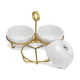 Мінажниця Fissman 21х21х16,7 см на сталевій підставці порцеляна (16110)