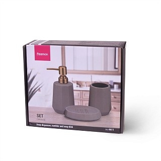 Дозатор жидкого мыла Fissman300 мл, стакан 400 мл и мыльница в наборе (9511)