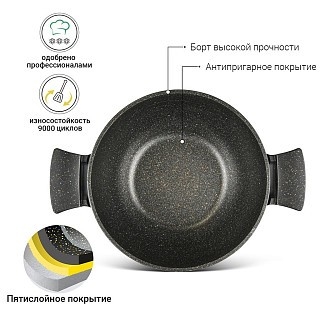 Кастрюля Fissman GRANDE 32x15 см / 9,3 л со стеклянной крышкой алюминий с антипригарным покрытием (14322)