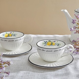 Набор из 2-х кружек Fissman PROVENCE 250 мл с блюдцами фарфора (13618)