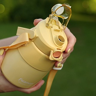 Термос Fissman 800 мл, цвет ЖЕЛТЫЙ нержавеющая сталь (9865)