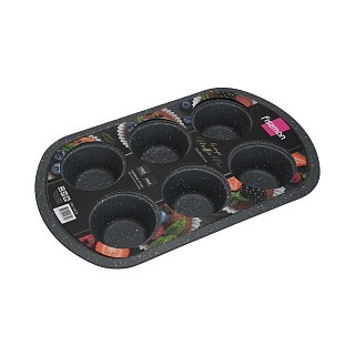 Форма для випічки 6-ти кексів Fissman 32x20x3,5 см вуглецева сталь з антипригарним покриттям (5679)