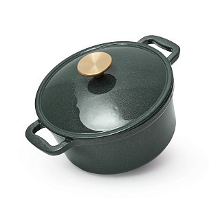 Каструля Fissman LE MANS GREEN 20x10 см / 2,6 л. з кришкою емальований чавун (4153)