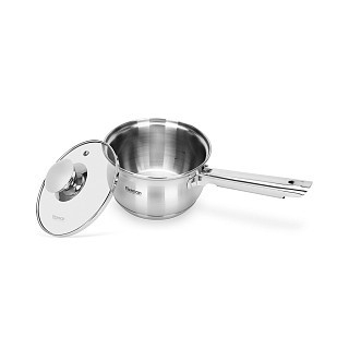 Ківш Fissman FELINA 14x8,5 см / 1,1 л зі скляною кришкою нержавіюча сталь (5497)