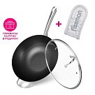 Cковорідка Fissman вок MELITA 30x8 см зі скляною кришкою (4003)