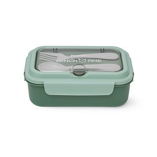 Ланч-бокс Fissman с двумя отделениями 20,5х13,5х7,8 см 800 мл, цвет зеленый нержавеющая сталь (16756)