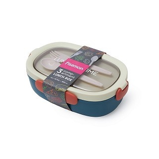 Ланч-бокс Fissman с тремя отделением 21,5х14,5х7 см 850 мл, цвет серый пластик (16754)