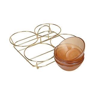 Минажница Fissman 24x24x13 см на металлической подставке 4 секции по 350 мл стекло (16395)