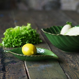 Блюдо Fissman глубокое GREEN 35,5x22x5,5 см керамика (6192)