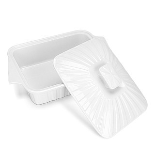 Прямоугольная форма для запекания Fissman 25х19х13 см / 1,6 л с крышкой фарфор цена за шт (14173)