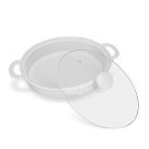 Овальна форма для запікання Fissman 28х22,5х 6,5 см / 1,6 л. зі скляною кришкою порцеляна (14158)