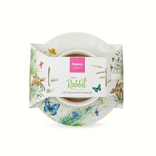 Кружка Fissman RABBIT 200 мл с блюдцем фарфора (13726)