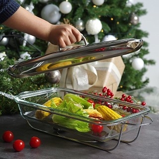 Прямоугольный мармит Fissman 39,5x24x6,5 см/4,0 л жаростойкое стекло (6047)